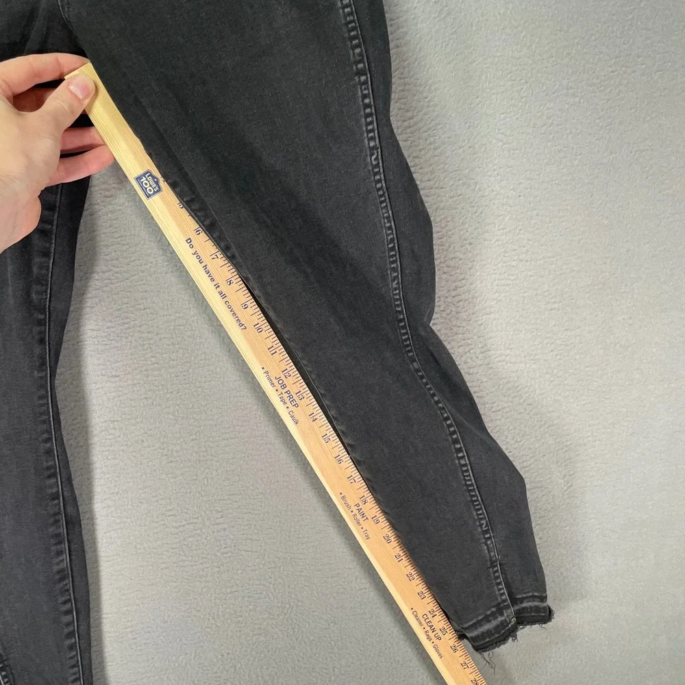 Gap 1969 True Skinny Jeans Mens 32 Black Stretch Denim Ankle Raw Hem